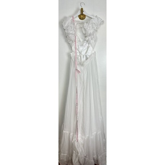 MAC DUGGAL Rosette Chiffon Cutout Empire Waist Gown in White Size US 8 - Picture 8 of 12
